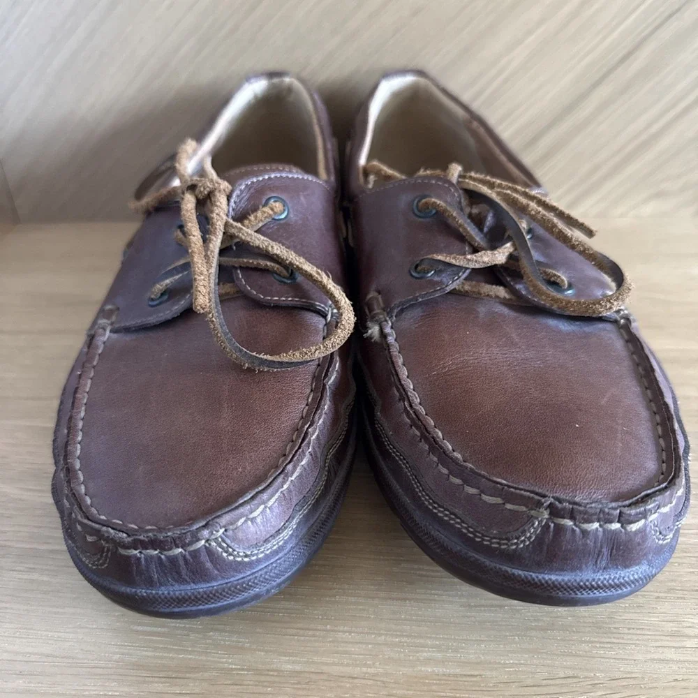MEPHISTO Spinnaker Boat Shoes Stitched Leather Brown‎ Men's 9 1/2 US